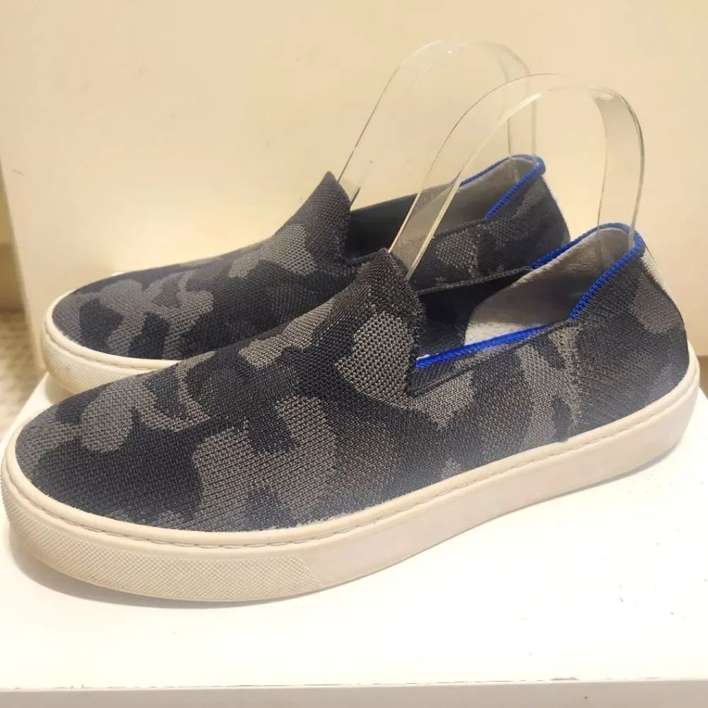 Authentic Rothy’s "The Original Slip-On" Black/Gray Camo Sneakers Sz.8 Ret.$145